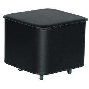 Pouf with steel structure covered in leather and lid leather PUFFO