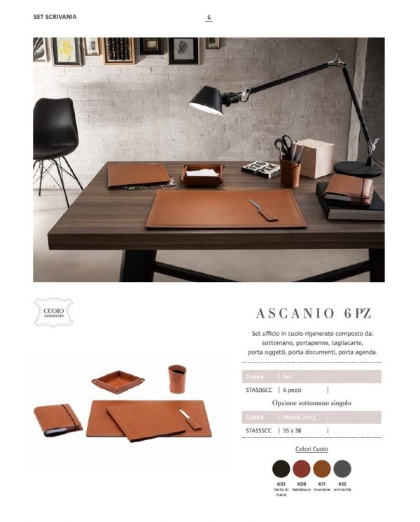 Set di accessori da scrivania in cuoio ASCANIO 6