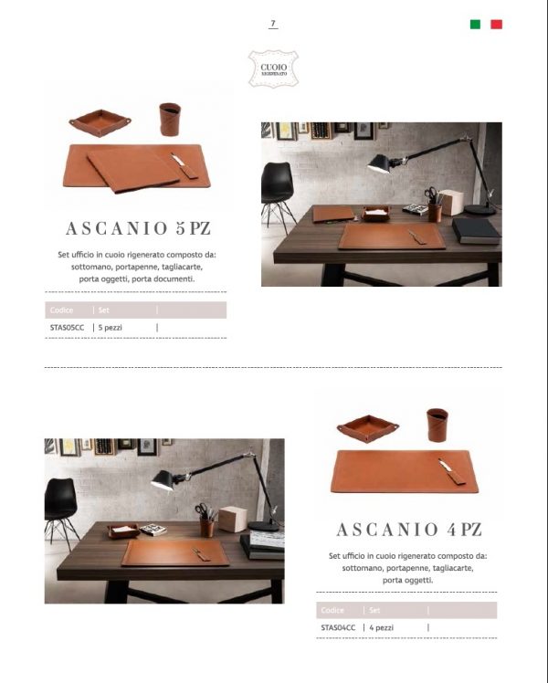 Set 2 Pezzi da scrivania in Cuoio Composto da portapenne e portaoggetti Testa di Moro Limac Design DONIO Prodotto 