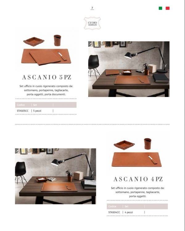 Desk pad, Leather Desk Kit 5 pieces ASCANIO 5