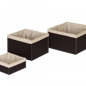 Set of 3 Storage Basket in leather KETTY