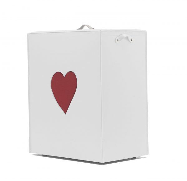 Wäschekorb Wäschesammler Wäschebox aus leder mit Herz ADELE