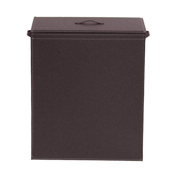 Laundry basket in leather with removable lining ANGELA