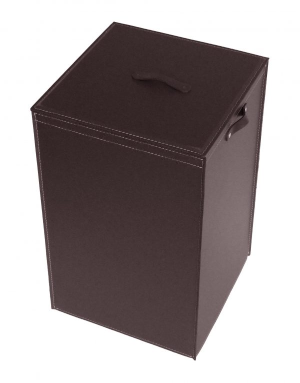 Laundry basket in leather with removable lining DARIA