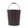 Basket in leather with steel handle and leather grip VINTAGE