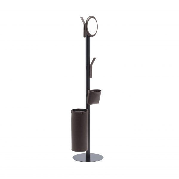 Coat Rack Stand with 7 elements covered in leather ERCOLE 7