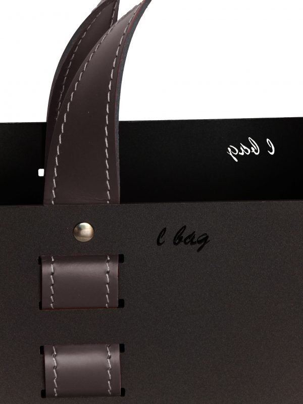 Porte-revues en acier avec inserts en cuir L-BAG 02