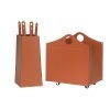 Fireplace set 3 pieces in leather BOCAD