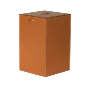 Laundry basket in leather with removable lining DAVID