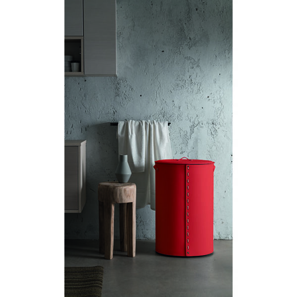 Laundry basket in leather with removable lining RICCARDA