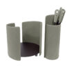 Fireplace set 3 pieces in leather and Steel ALICAD