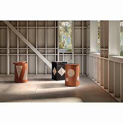 Laundry basket in leather and Vienna straw QUAVI