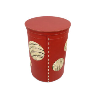 Laundry basket Leather and Vienna straw PAVIO – Red