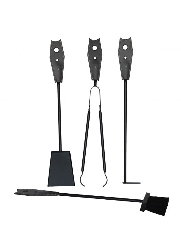 Piece 4 Fire Tools Set with leather handles Elisa