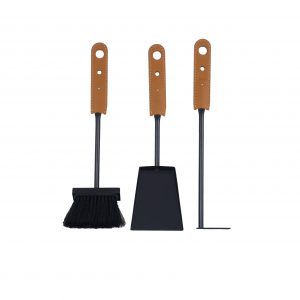 Mini ensemble d’outils de cheminée 3 pièces avec poignée en cuir  MARTY